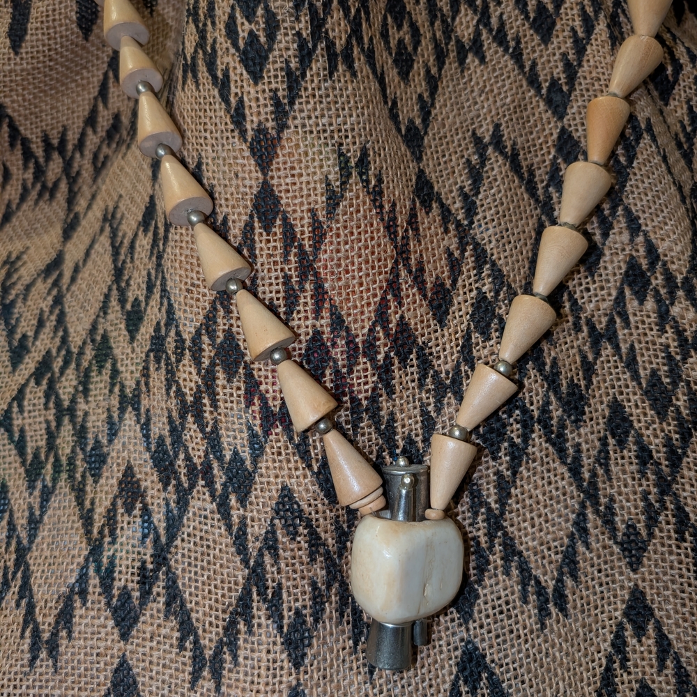 Wooden Beaded Necklace with Pendant